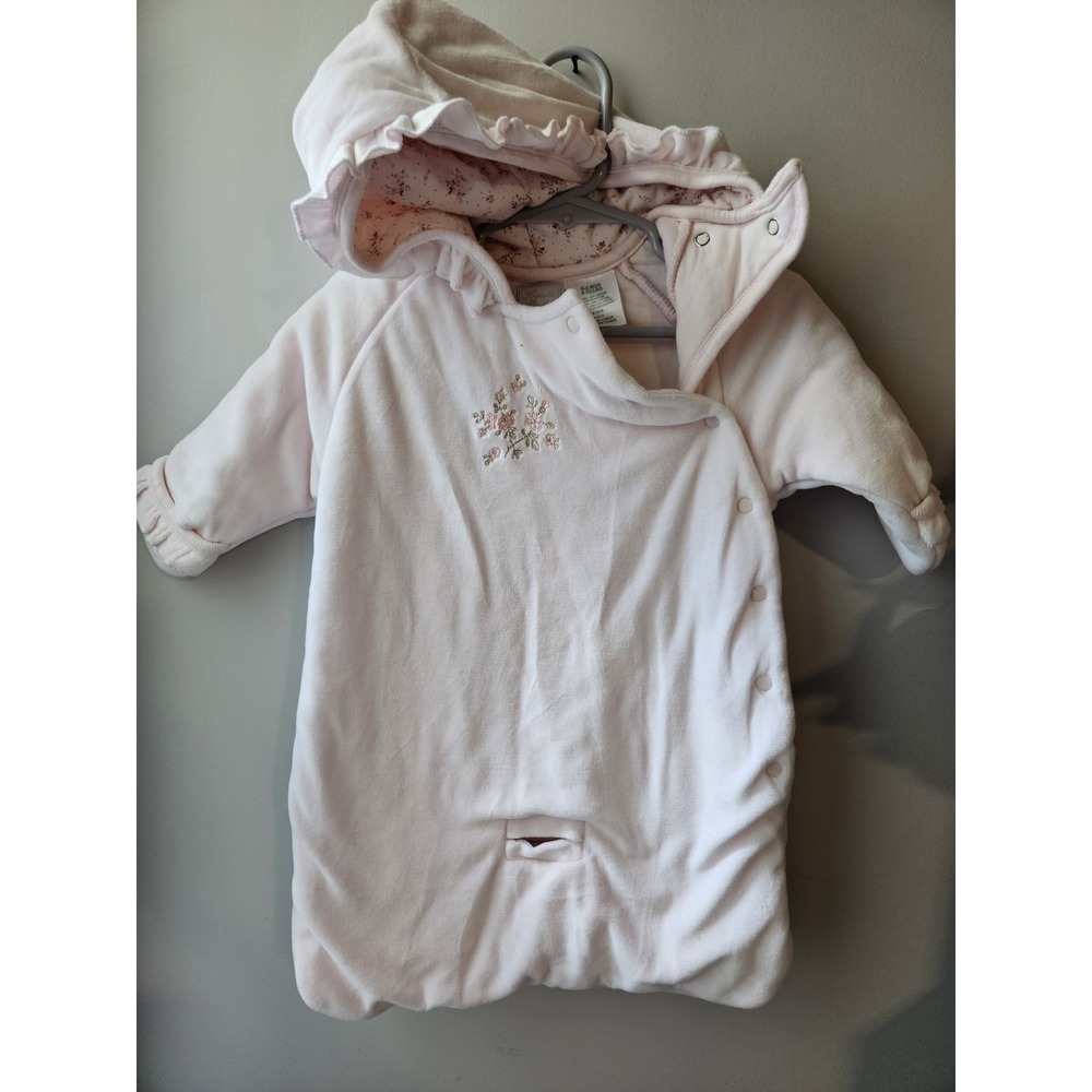 Koala Baby Boutique Pink Velour Snowsuit For Car Seat Warm 0-3 Months